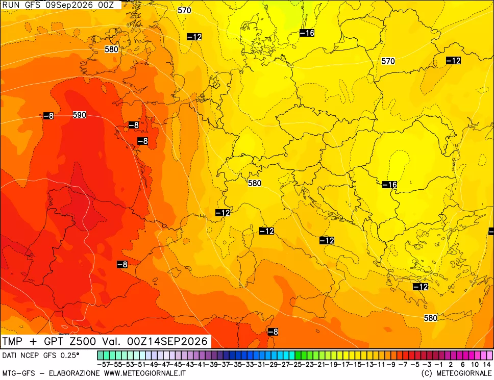 mappa 500 hPa Temp + GPT