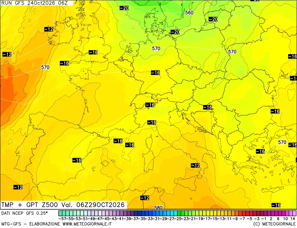 mappa 500 hPa Temp + GPT