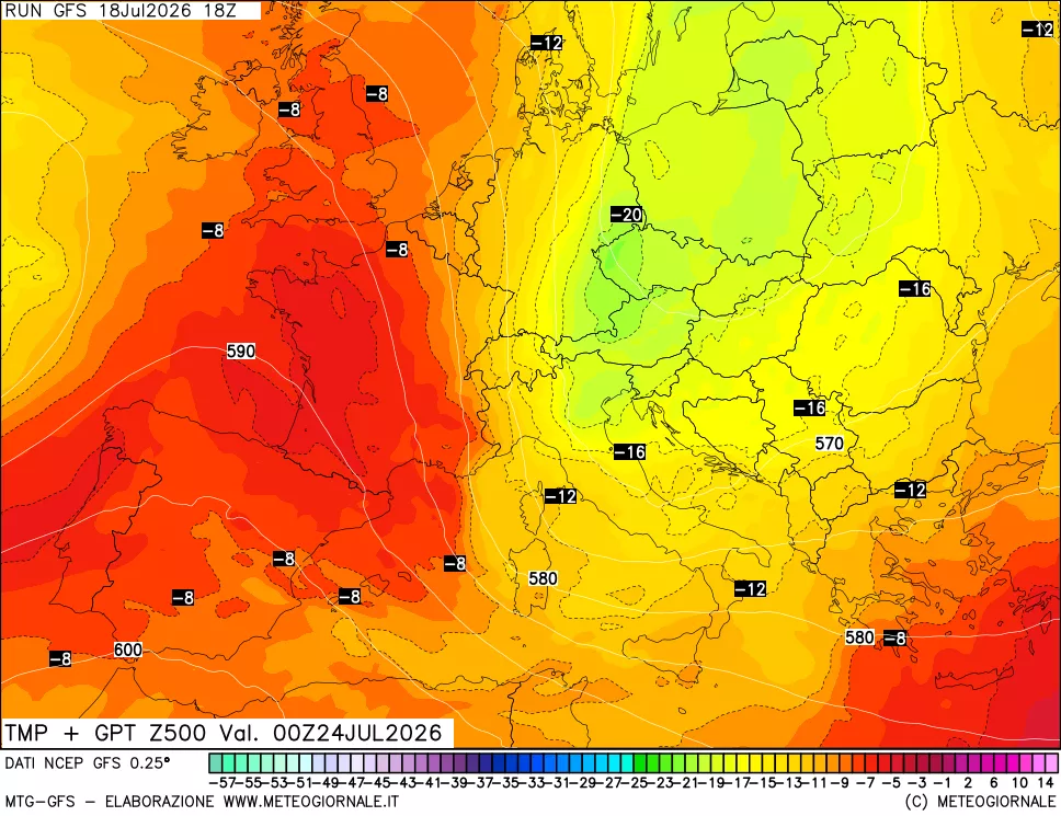 mappa 500 hPa Temp + GPT