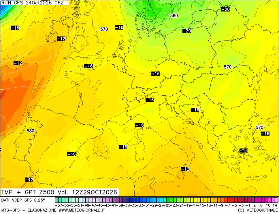 mappa 500 hPa Temp + GPT