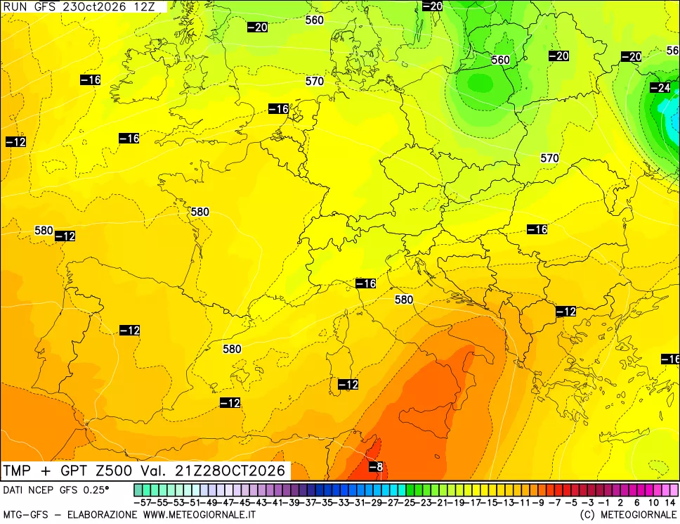 mappa 500 hPa Temp + GPT