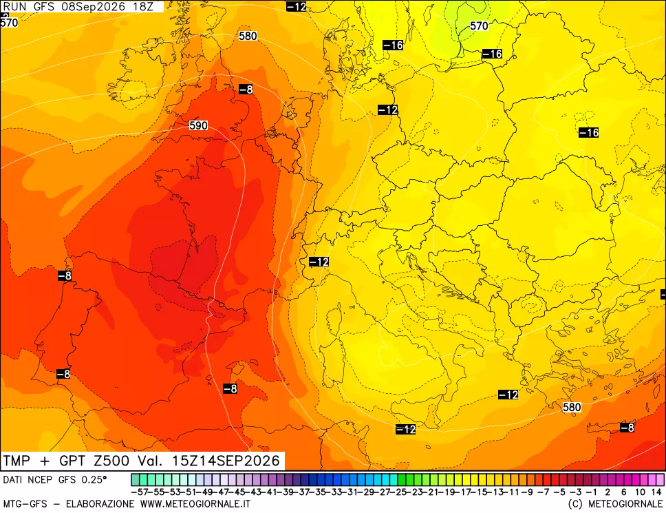 mappa 500 hPa Temp + GPT