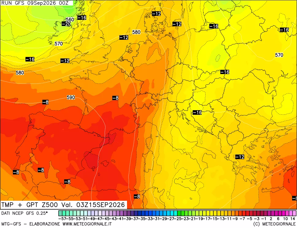 mappa 500 hPa Temp + GPT