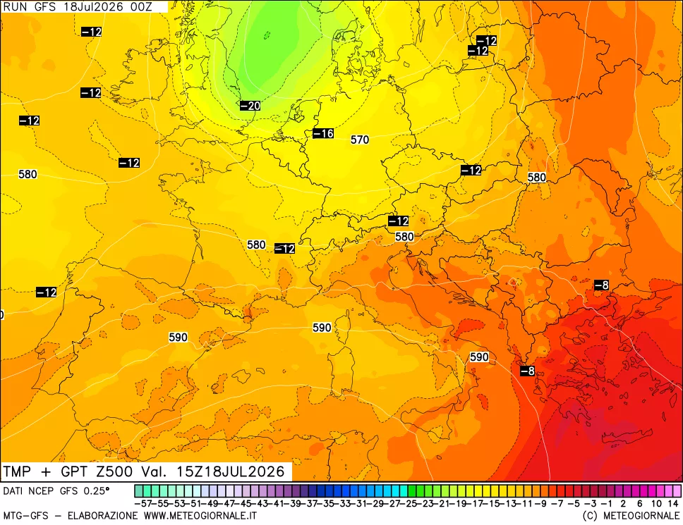 mappa 500 hPa Temp + GPT