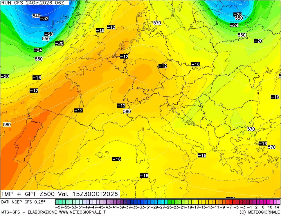 mappa 500 hPa Temp + GPT