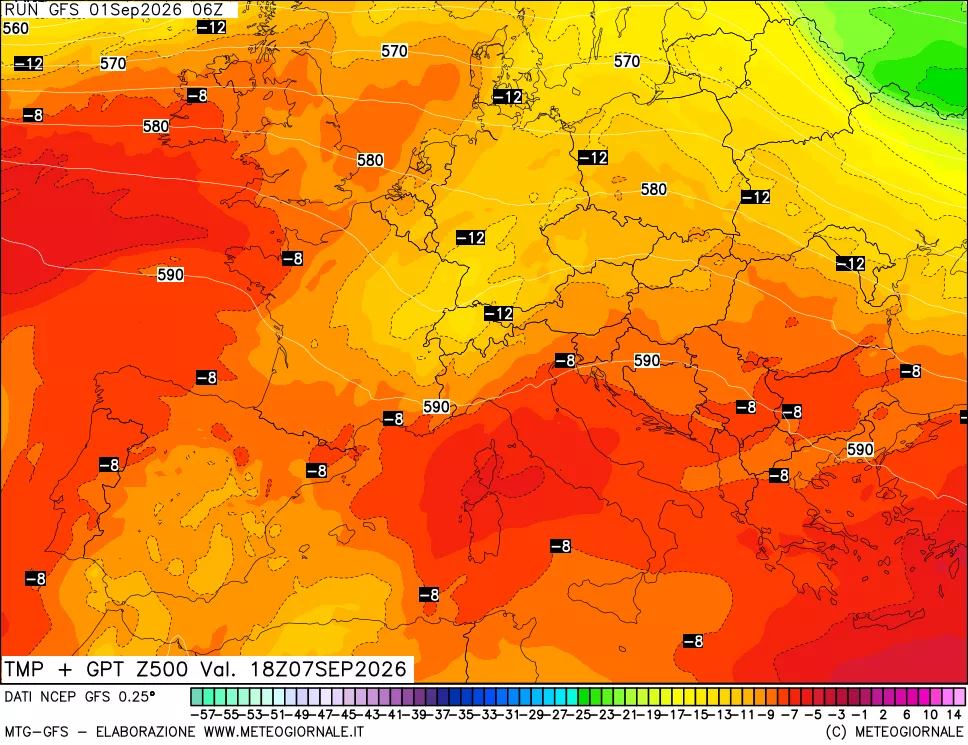 mappa 500 hPa Temp + GPT
