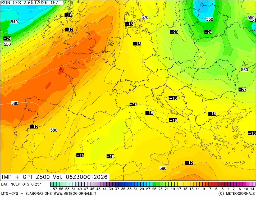 mappa 500 hPa Temp + GPT