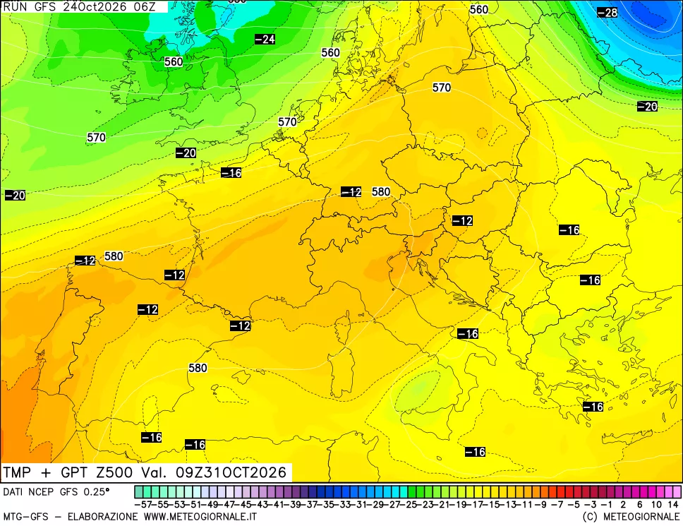 mappa 500 hPa Temp + GPT