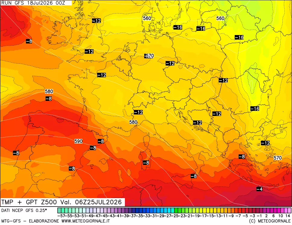 mappa 500 hPa Temp + GPT