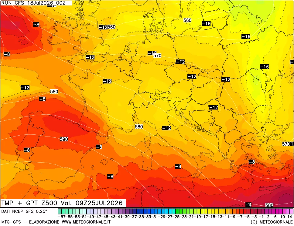 mappa 500 hPa Temp + GPT