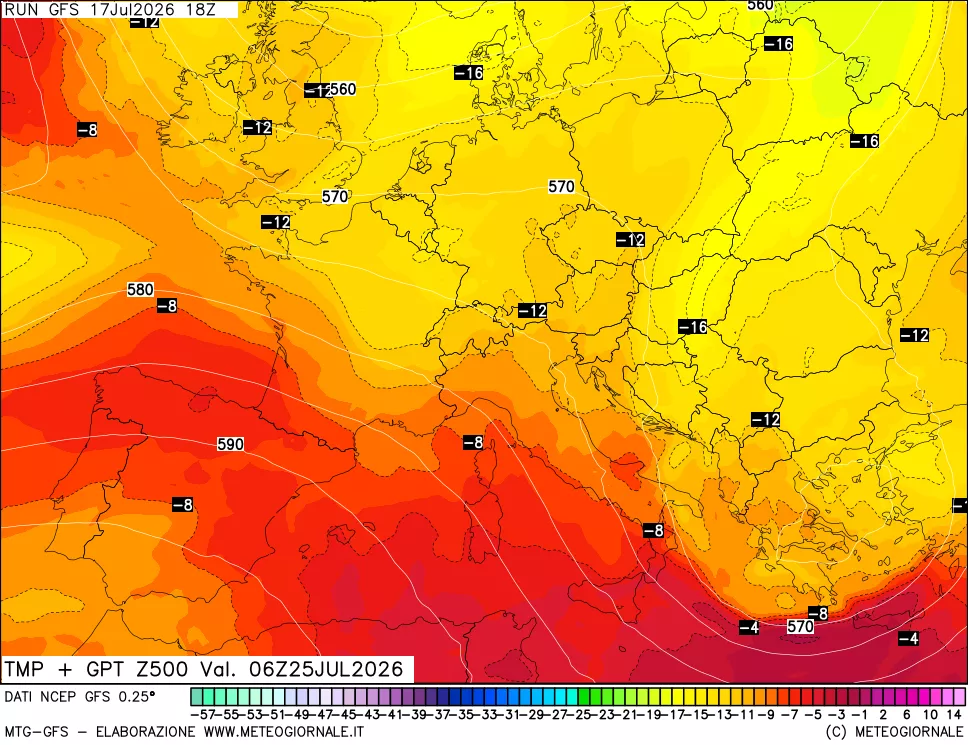 mappa 500 hPa Temp + GPT