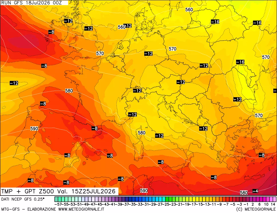 mappa 500 hPa Temp + GPT