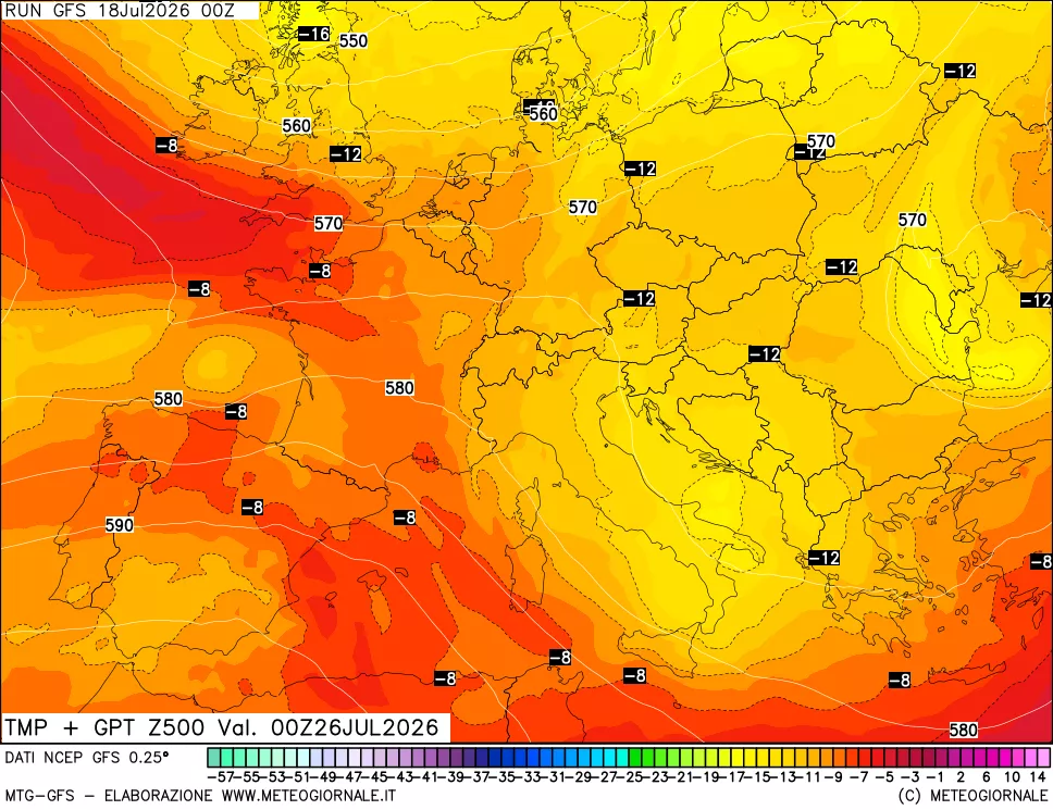 mappa 500 hPa Temp + GPT