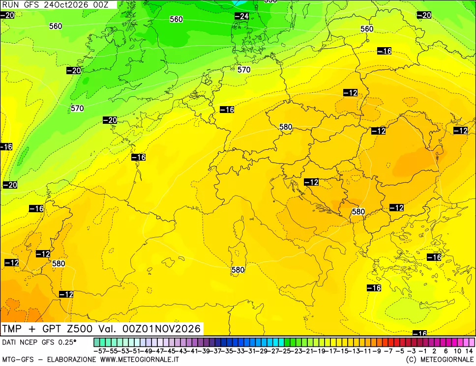 mappa 500 hPa Temp + GPT
