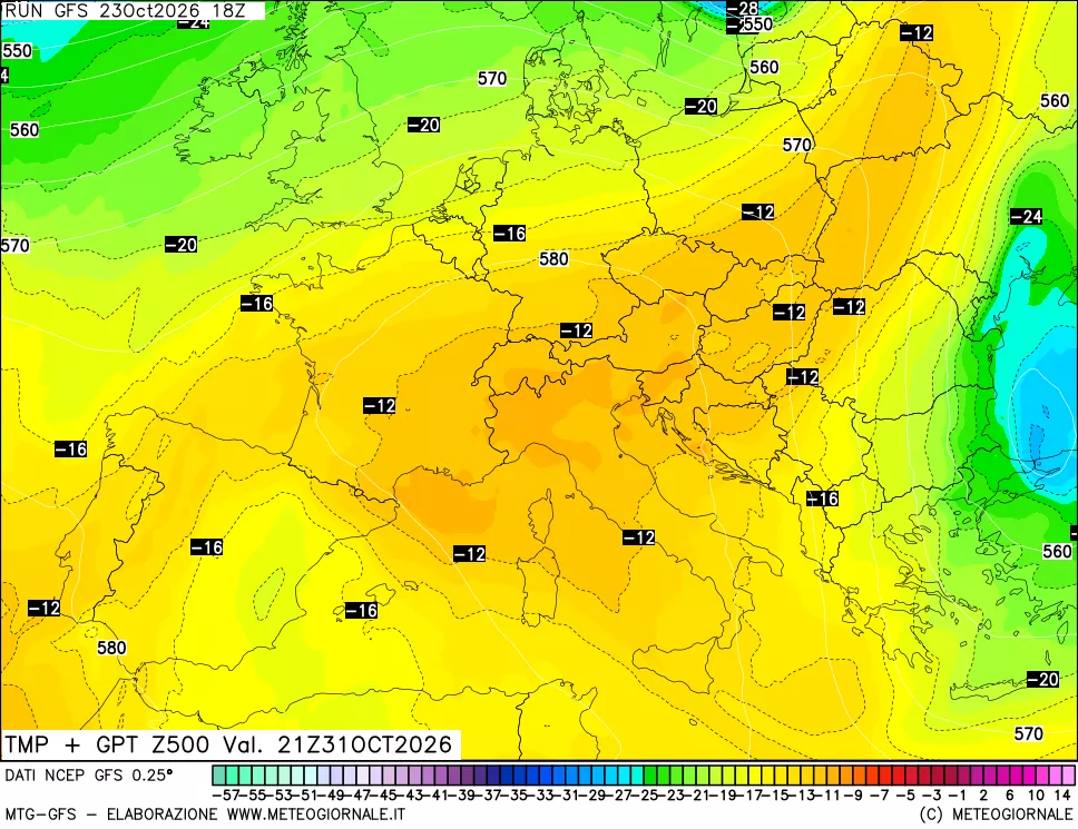 mappa 500 hPa Temp + GPT