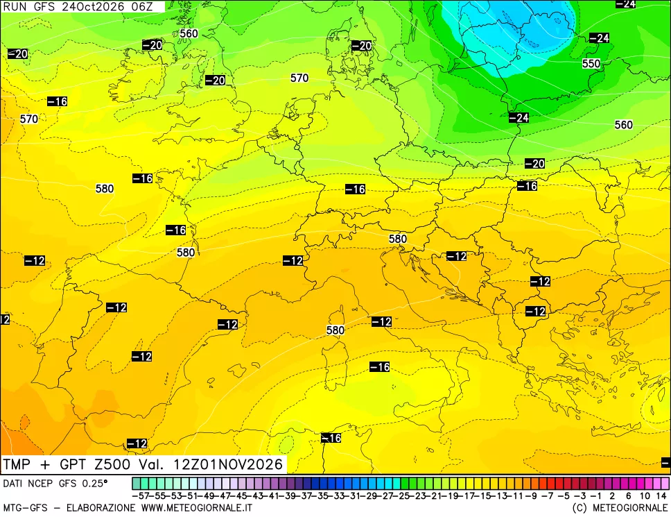 mappa 500 hPa Temp + GPT