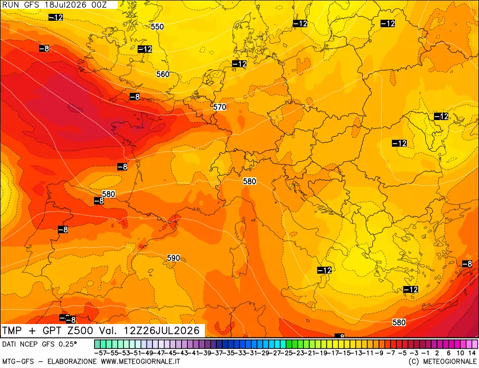 mappa 500 hPa Temp + GPT