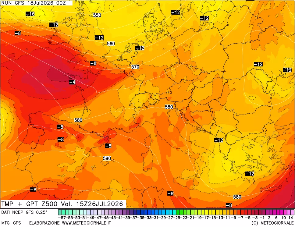 mappa 500 hPa Temp + GPT