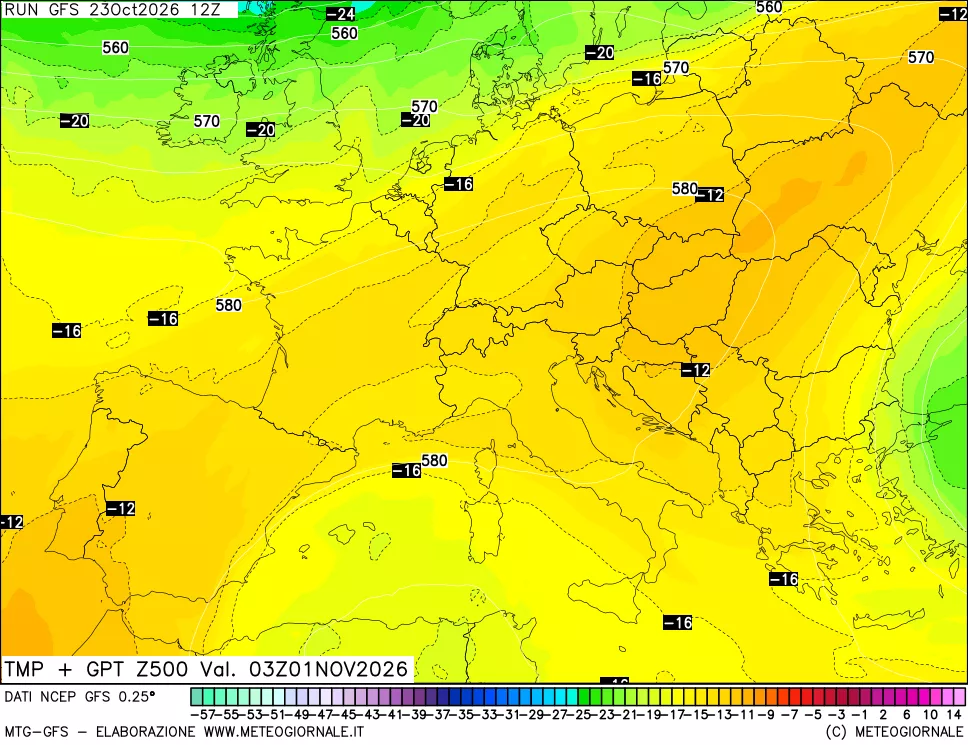 mappa 500 hPa Temp + GPT
