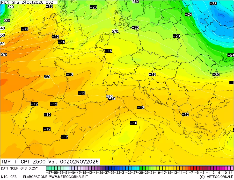mappa 500 hPa Temp + GPT