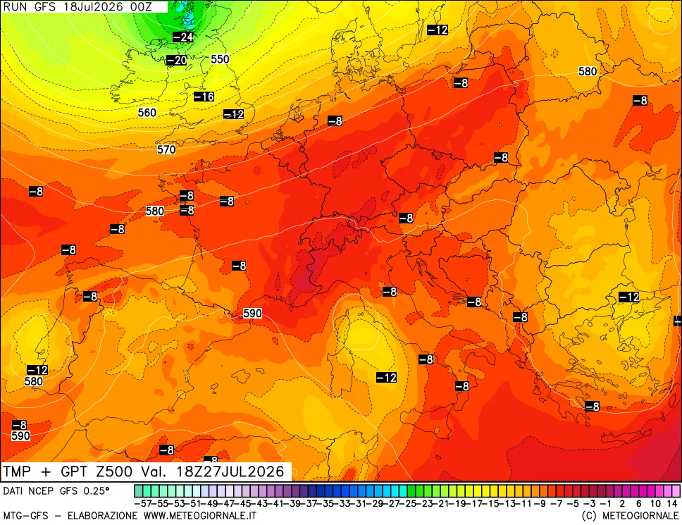 mappa 500 hPa Temp + GPT