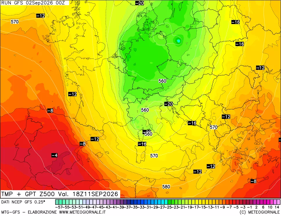 mappa 500 hPa Temp + GPT