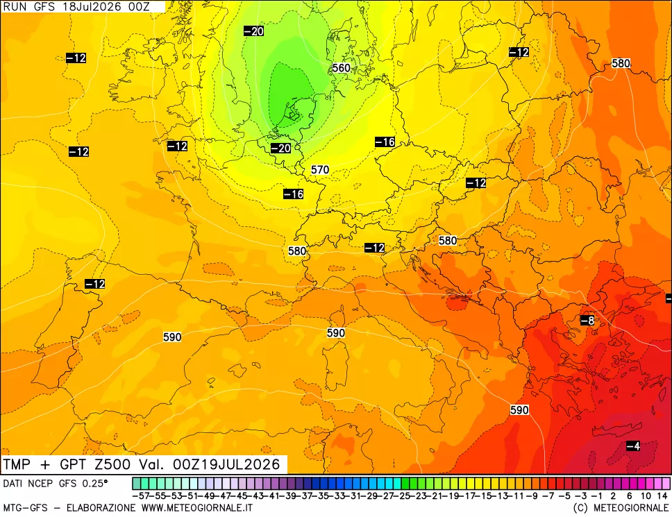 mappa 500 hPa Temp + GPT