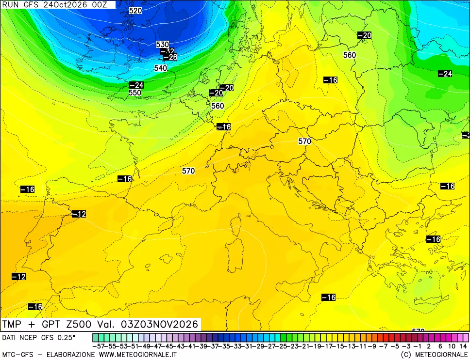 mappa 500 hPa Temp + GPT