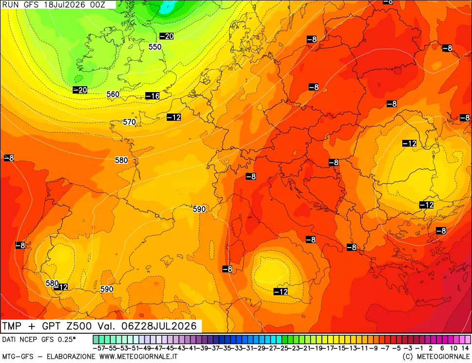 mappa 500 hPa Temp + GPT
