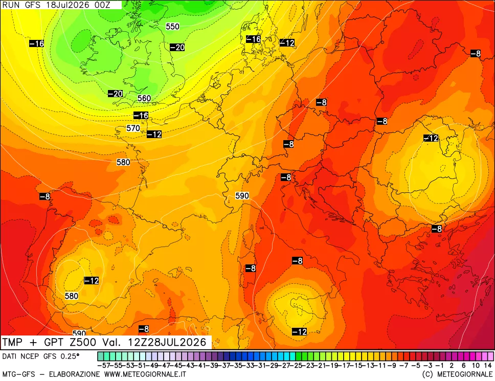 mappa 500 hPa Temp + GPT