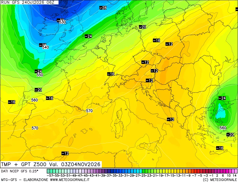 mappa 500 hPa Temp + GPT