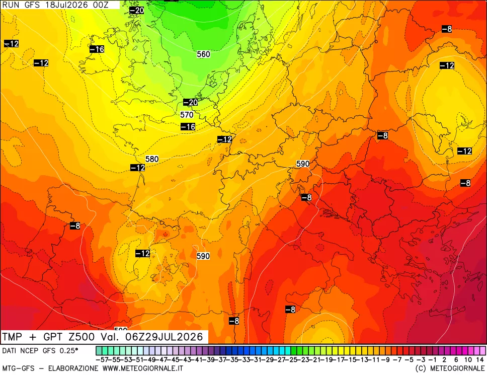 mappa 500 hPa Temp + GPT