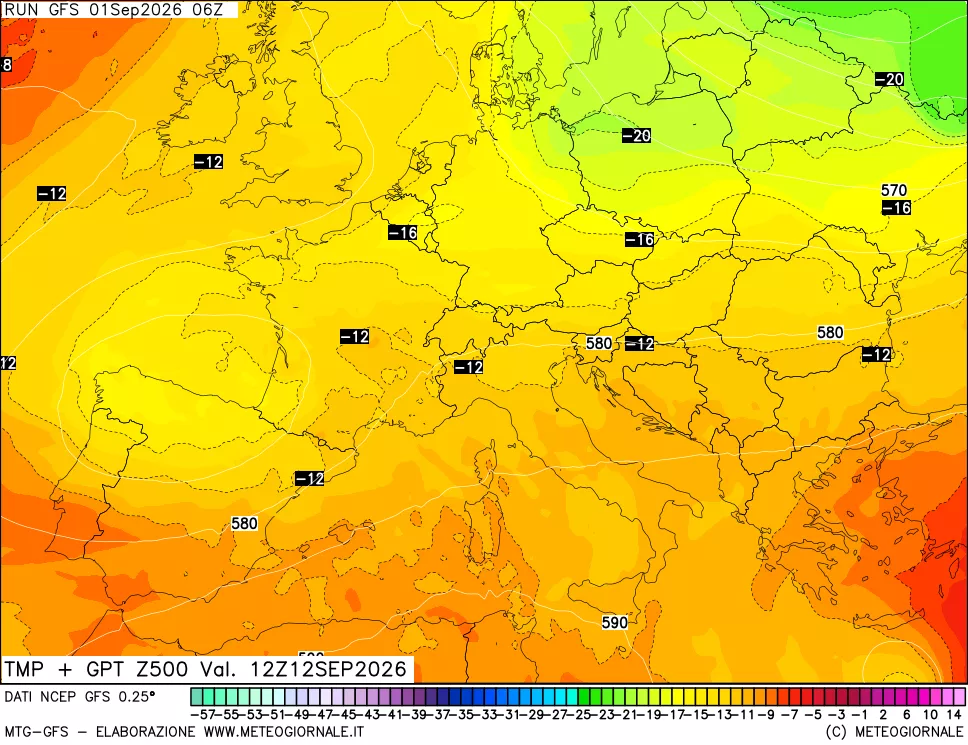 mappa 500 hPa Temp + GPT