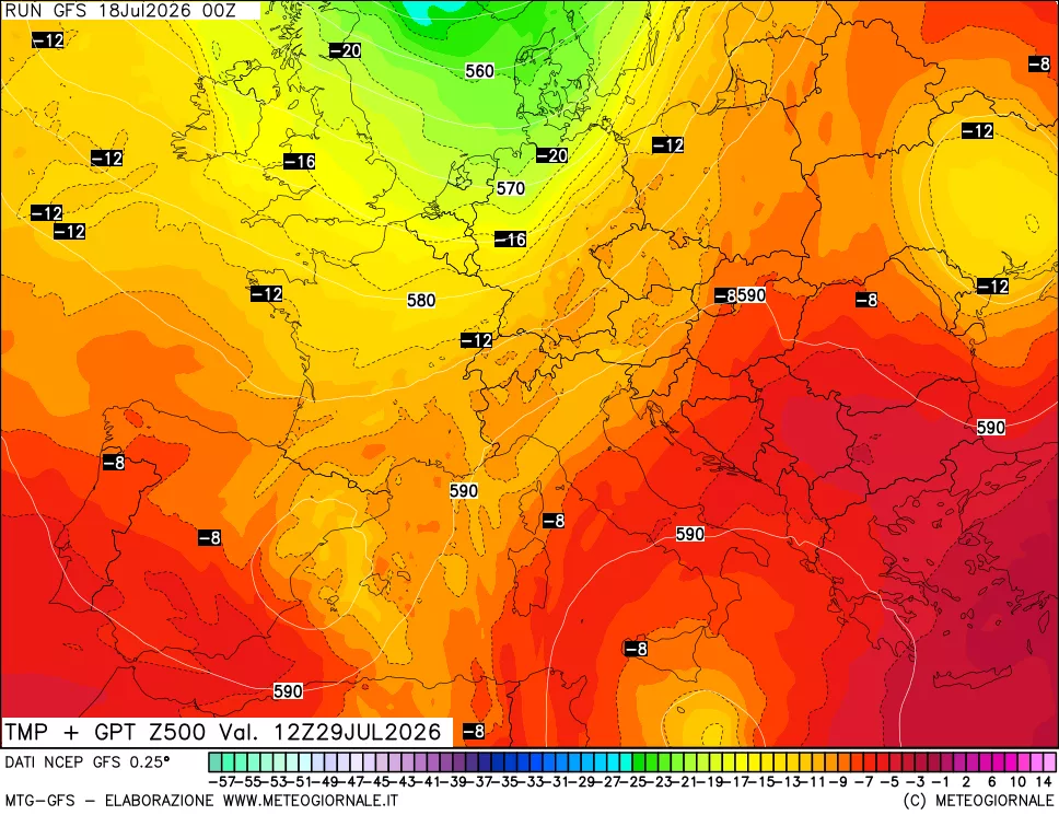 mappa 500 hPa Temp + GPT