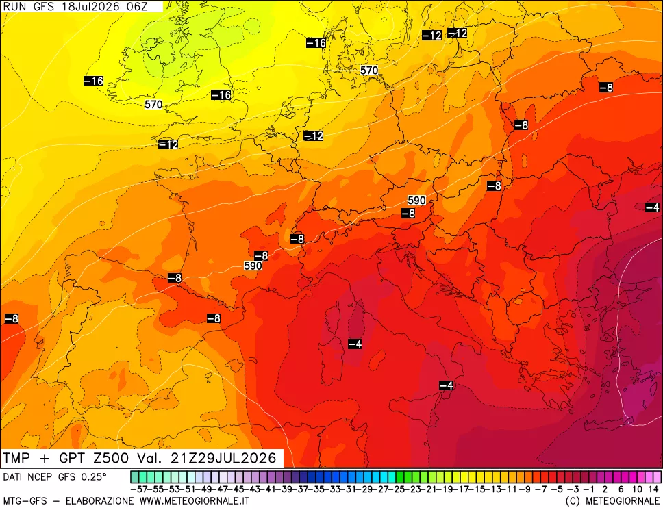 mappa 500 hPa Temp + GPT