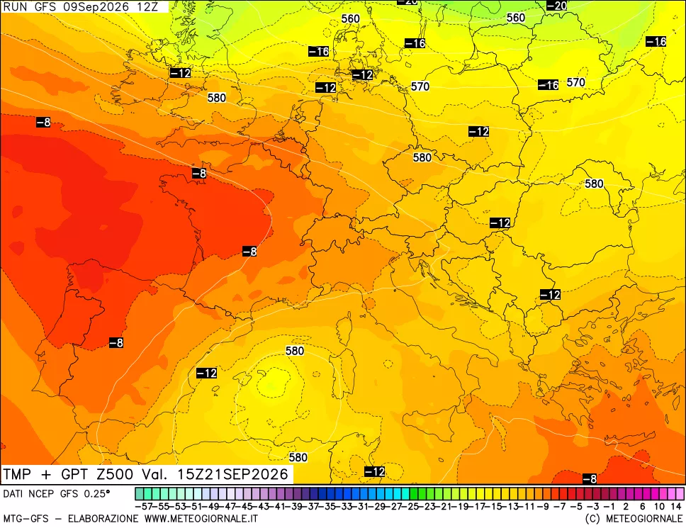 mappa 500 hPa Temp + GPT
