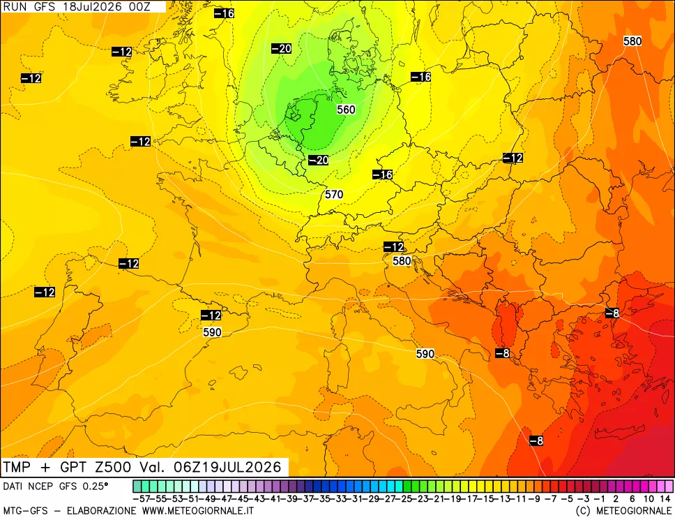 mappa 500 hPa Temp + GPT