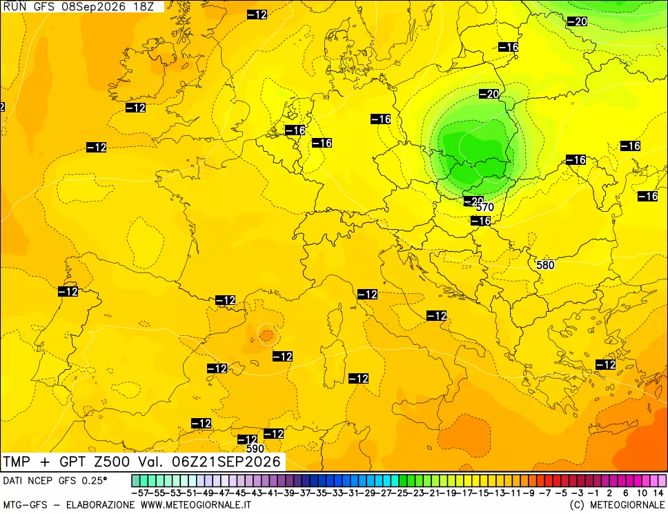 mappa 500 hPa Temp + GPT