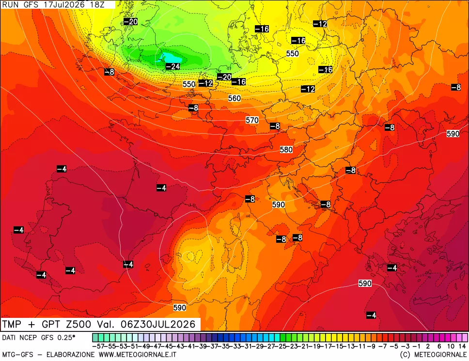 mappa 500 hPa Temp + GPT