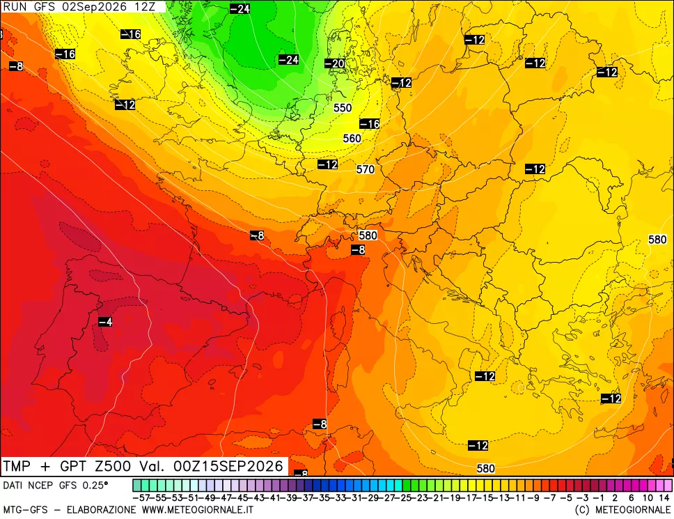 mappa 500 hPa Temp + GPT