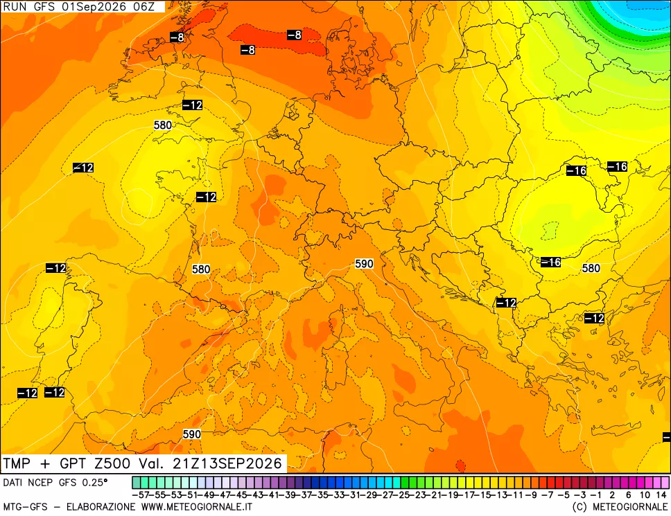 mappa 500 hPa Temp + GPT