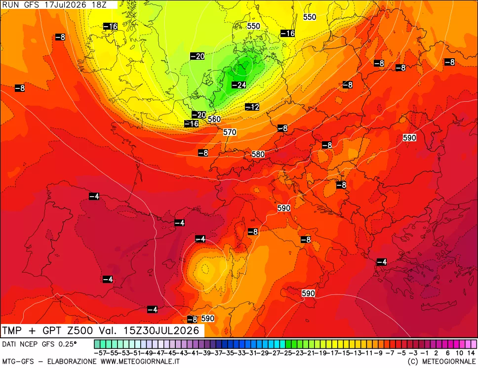 mappa 500 hPa Temp + GPT