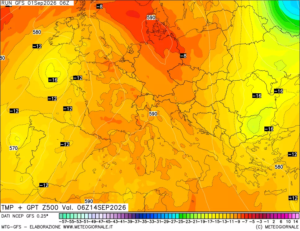 mappa 500 hPa Temp + GPT