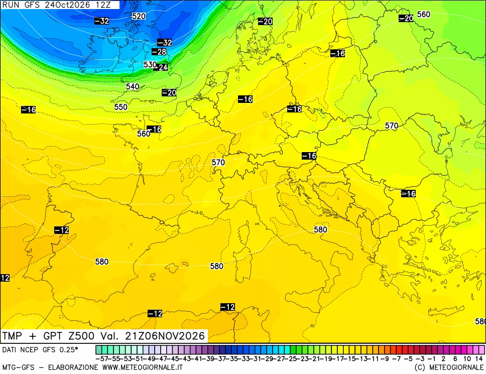 mappa 500 hPa Temp + GPT