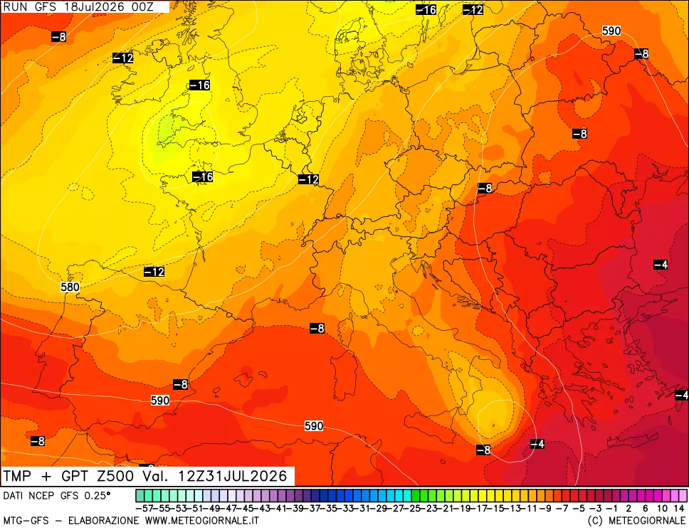 mappa 500 hPa Temp + GPT