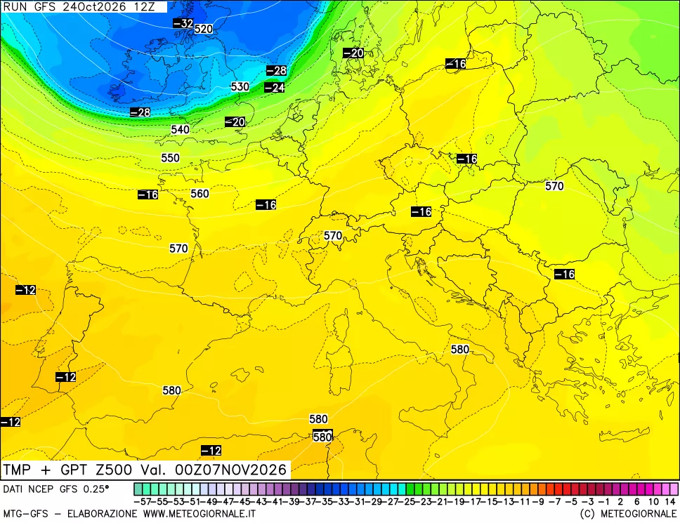 mappa 500 hPa Temp + GPT