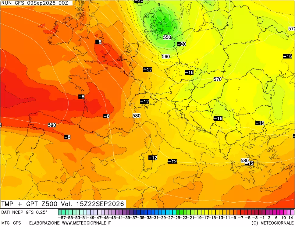 mappa 500 hPa Temp + GPT