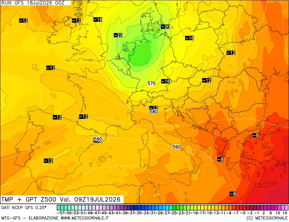 mappa 500 hPa Temp + GPT