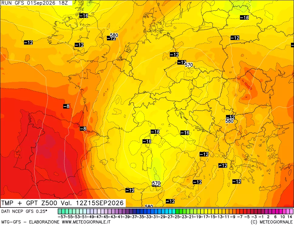 mappa 500 hPa Temp + GPT