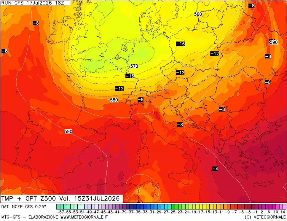 mappa 500 hPa Temp + GPT